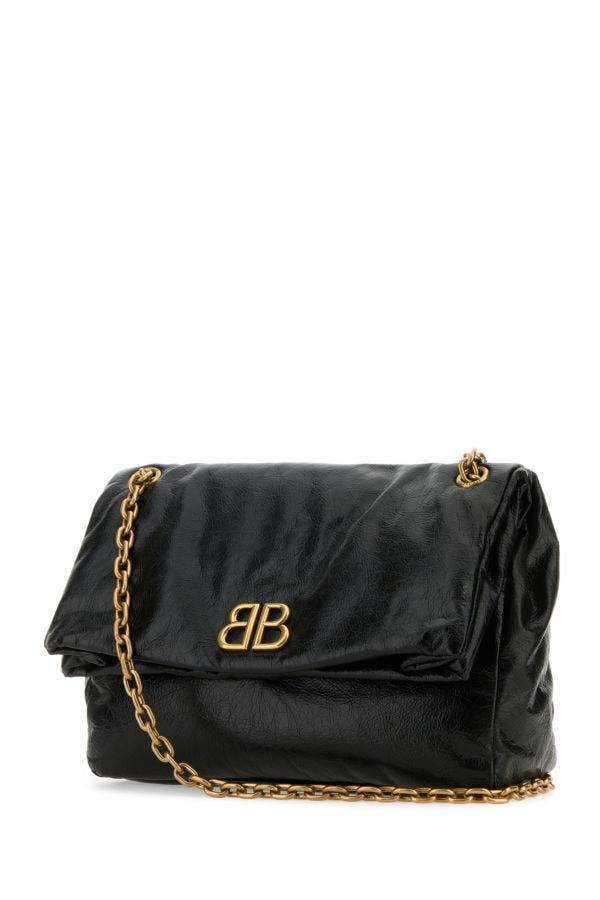 BALENCIAGA | Black leather medium Monaco shoulder bag