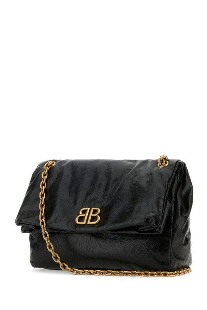 BALENCIAGA | Black leather medium Monaco shoulder bag