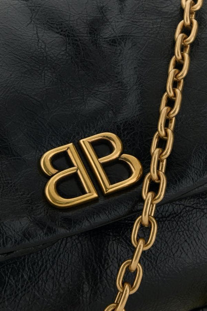 BALENCIAGA | Black leather medium Monaco shoulder bag