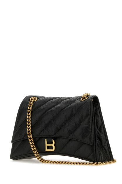BALENCIAGA | Black leather medium Crush shoulder bag