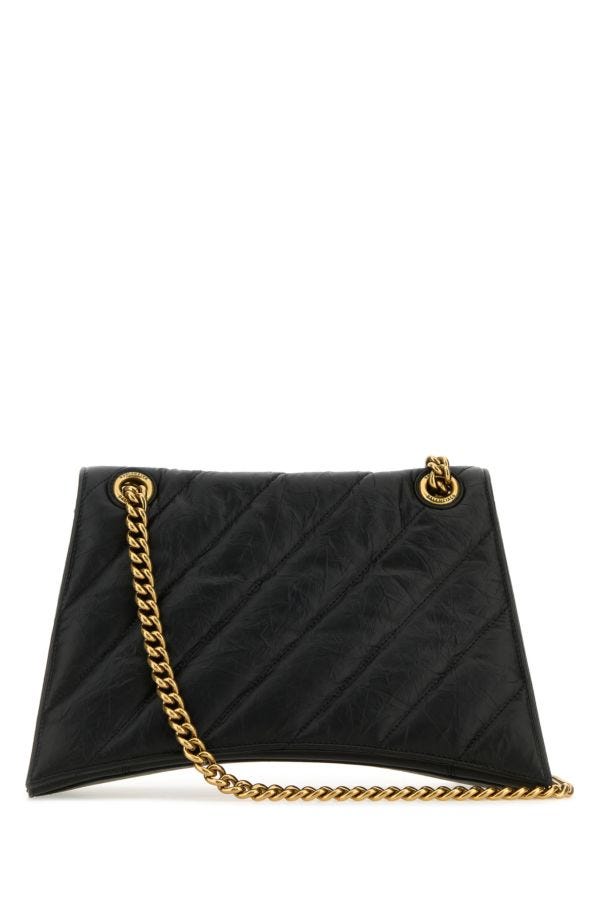 BALENCIAGA | Black leather medium Crush shoulder bag