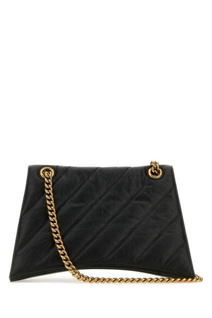 BALENCIAGA | Black leather medium Crush shoulder bag