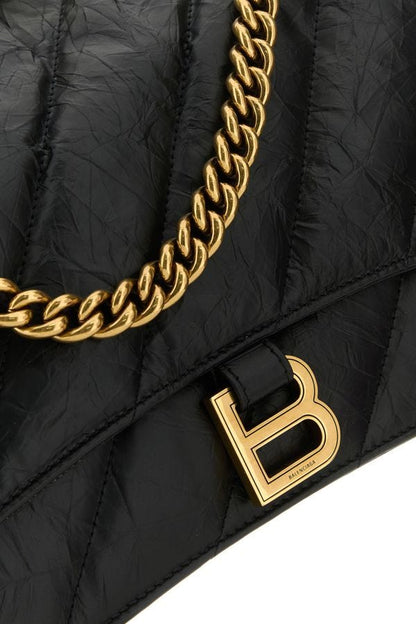 BALENCIAGA | Black leather medium Crush shoulder bag
