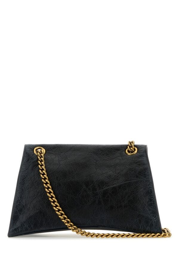 BALENCIAGA | Black leather medium Crush Chain shoulder bag