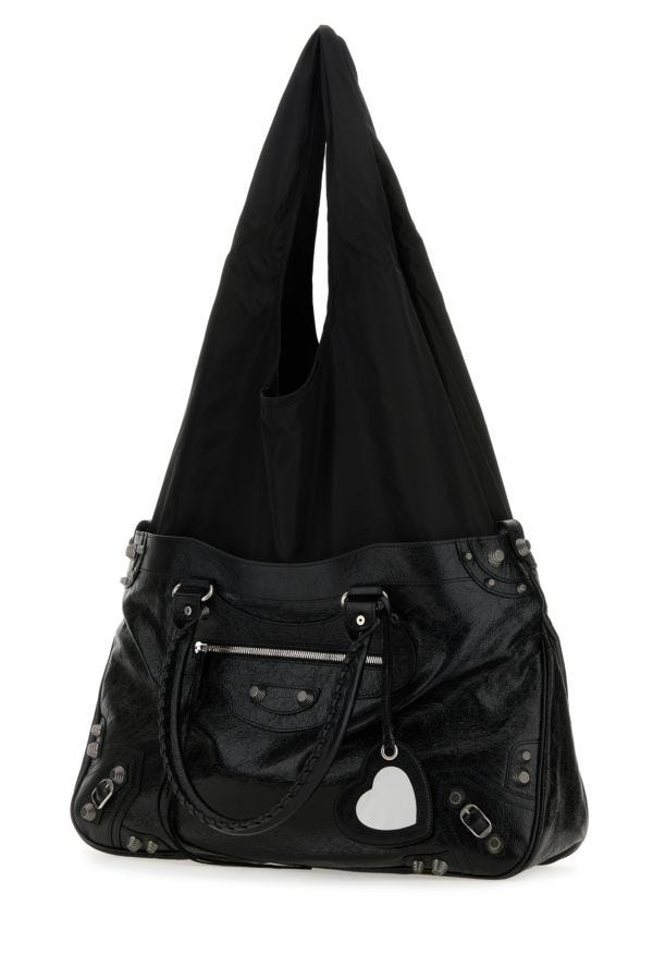 BALENCIAGA | Black leather Neo Cagole XL Plus shopping bag
