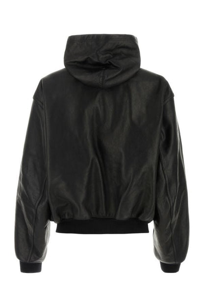 BALENCIAGA | Black leather oversize jacket