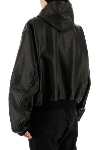 BALENCIAGA | Black leather oversize jacket