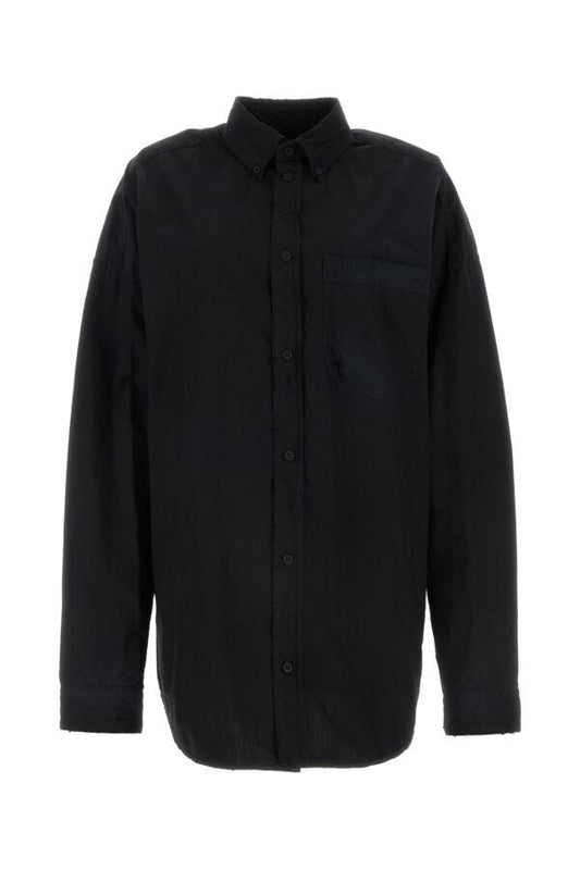 BALENCIAGA | Black cotton blend oversize shirt