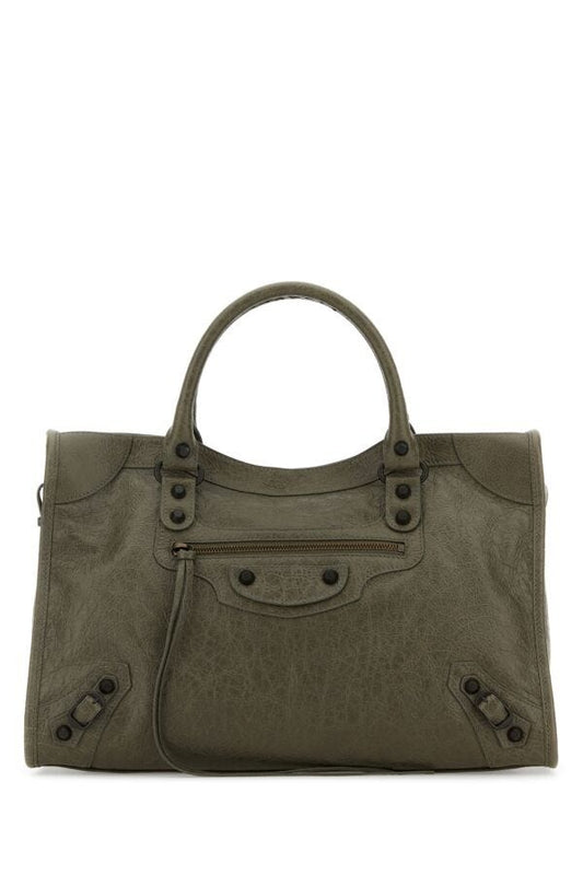 BALENCIAGA | Army green leather medium Le City handbag