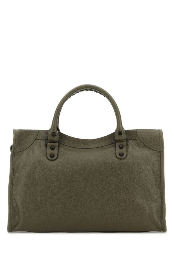 BALENCIAGA | Army green leather medium Le City handbag