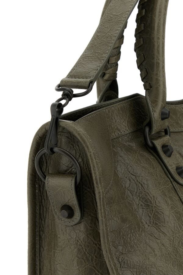 BALENCIAGA | Army green leather medium Le City handbag